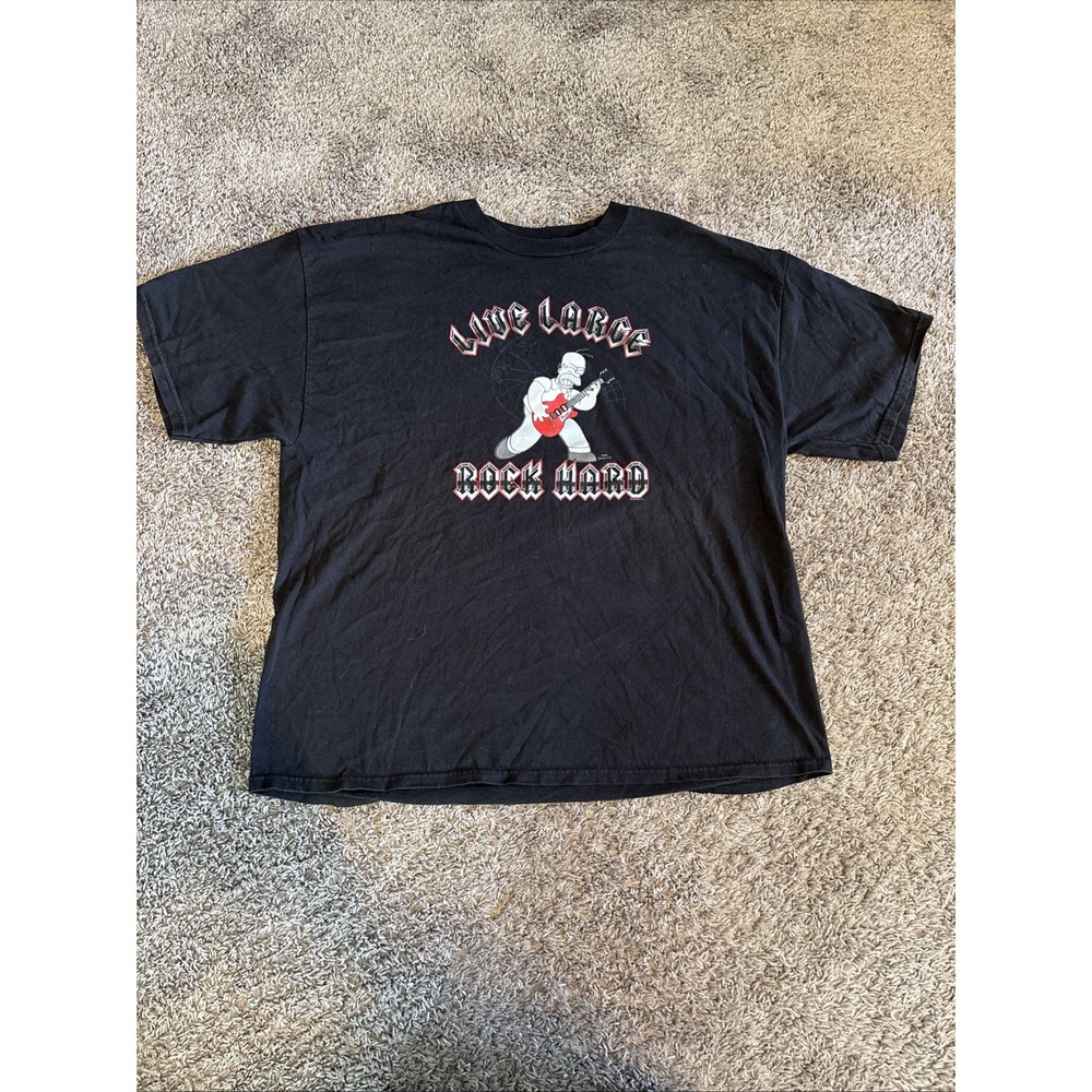 Y2K Vintage The Simpsons Homer Simpson Live Large Rock Hard T Shirt XXL 2004 Fox